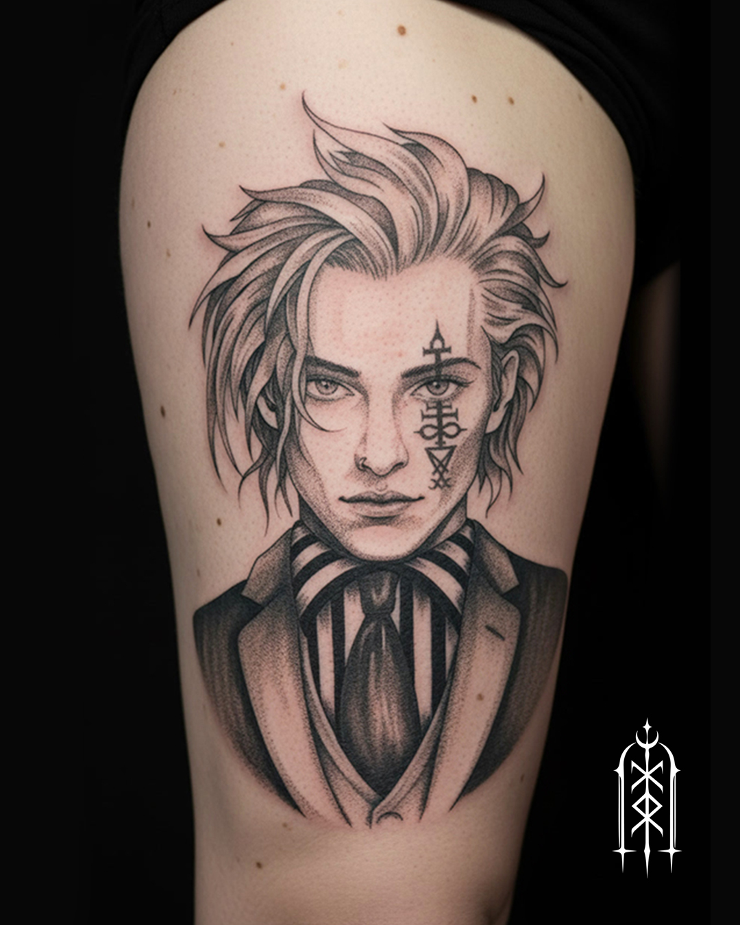Realismus Tattoo eines Dämons im Anzug